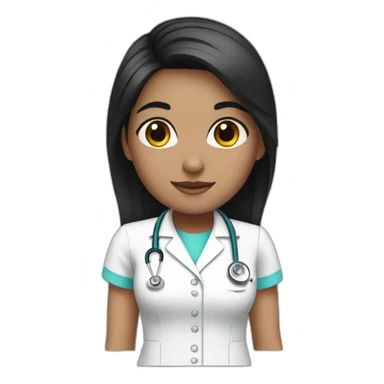 nurse black hair, black eyes sticker