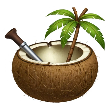 Green Coconut with open and with pipe sticker