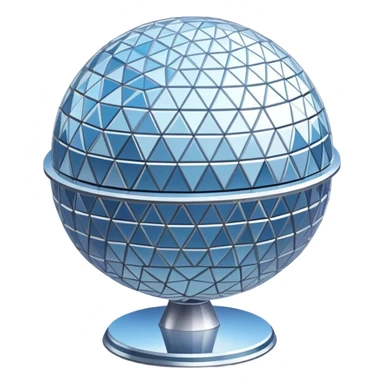 Isometric exterior Walt Disney World Epcot sphere, dollhouse style 3D realistic  sticker