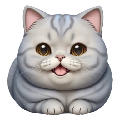 Cinematic Cute Chubby Grey Scottish Fold Cat Portrait Emoji, Adorable folded ears framing its round face, head tilted playfully and yawning, round and plump body with sleek soft grey fur and subtle blue undertones, Simplified yet adorable features, highly detailed, glowing with a warm, friendly glow, high shine, curious yet calm, stylized with a touch of whimsy, bright and endearing, soft glowing outline, capturing the essence of a mischievous yet loving and lazy kitty with those signature folded ears, so cute it feels like it could stretch out of the screen and cuddle! sticker