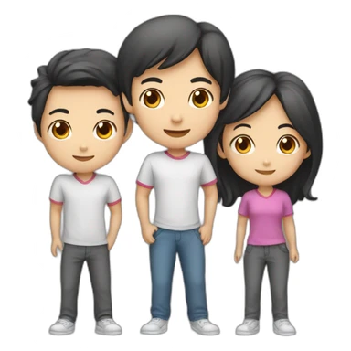 team of 3 asian friends (2 boys and 1 girl) sticker