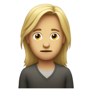 Single boy long hair very sad sticker