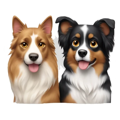 A calico cat next to a black and tan Australian Shepard dog sticker