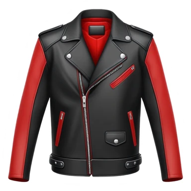 black leather jacket with red arms and shoulders sticker