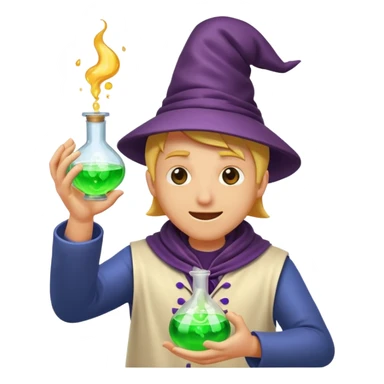 human alchemist winking while swirling glowing potion sticker