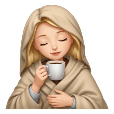 Girl inside a blanket sipping coffee eyes closed sticker