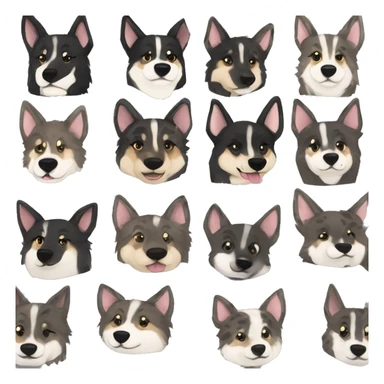  Black spotted brindle German shepherd husky fluffy ears and holographic harness running sticker