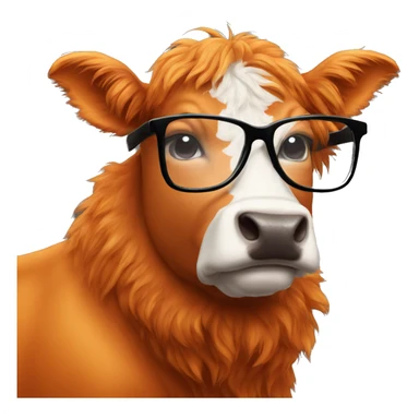 Fluffy orange cow with black glasses sticker