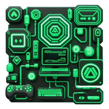 Modern Black And Green Cyber Gaming Aesthetic Scenery Deco sticker