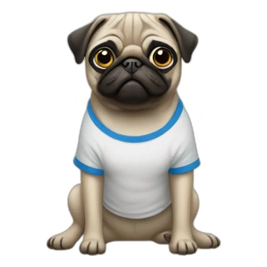 pug wearing a t-shirt sticker