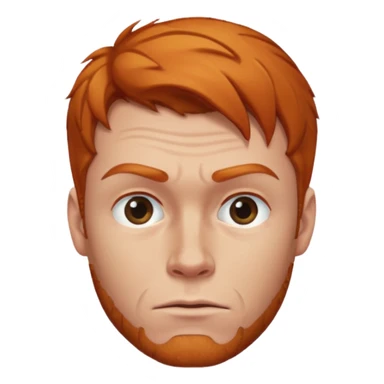 The 🤨 raised eyebrow emoji but with short ginger hair (a man) sticker