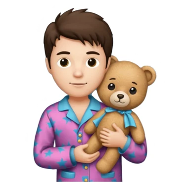 rock & roll fan wearing pajamas and holding a teddy bear sticker