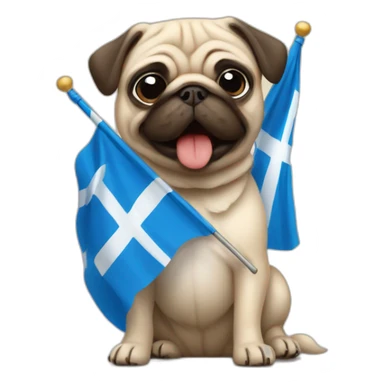 pug holding a big finland flag sticker