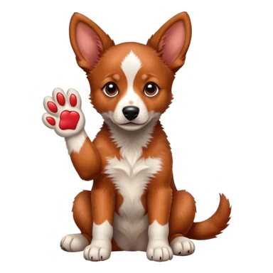 Red heeler puppy with paw raised sticker