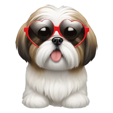 Shih Tzu wearing heart sunglasses sticker