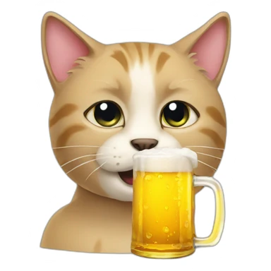 Cat drink beer sticker