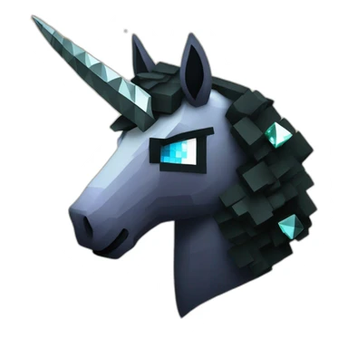 Minecraft Glitter Black Unicorn Head With Diamond Horn sticker