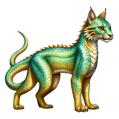 Shiny exotic iridescent Dragon-Tiger-type Lynx-Caracal-Crocodile-Bobcat-Fakémon-creature full body sticker