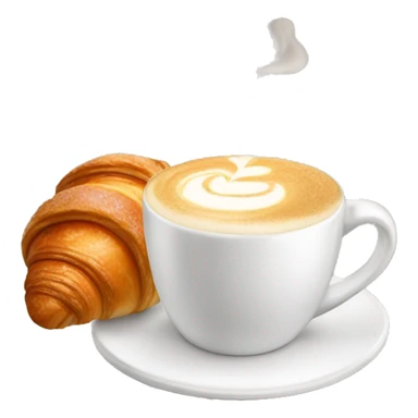 Cup of cappuccino with croissant sticker
