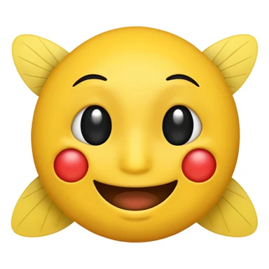 😊🥺 these emojis but with flies around it and its happy yellow face emoji black eyes like the 4th image but its cuter remove the nose make the eyes bigger and fully black and close its mouth make it smile sticker