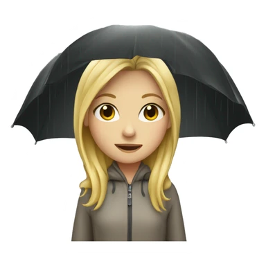 Blonde girl in the rain under an umbrella  sticker