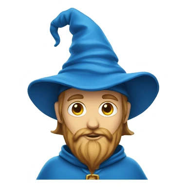 A wizard in a blue raincoat and a blue pointed hat sticker