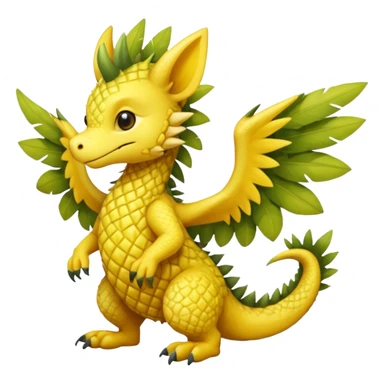 Mango-Pineapple-Kiwi-themed "Dutch Angel Dragon"-"Vernid"-"Trico"-furry-Fakémon-hybrid-creature (full body) sticker