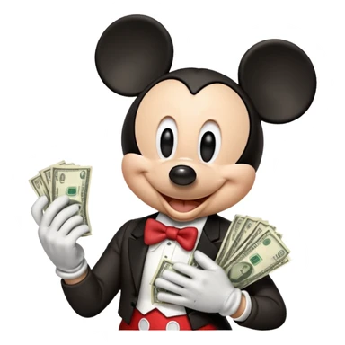 mickey mouse  with cash  sticker