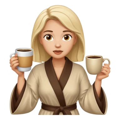 Woman drinking coffee and The edges of the eyes are wide open in the morning sticker