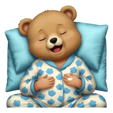 Full Beary yawning, half-closed eyes, sleepy smile, cozy pajamas, warm lighting, bedtime aesthetic sticker