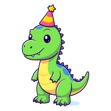  dino wearing a birthday hat  sticker
