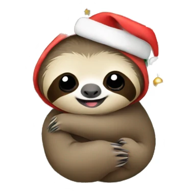 Baby sloth hugging a christmas tree sticker