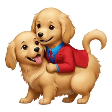 Golden retriever, biting Spider-Man on the butt sticker