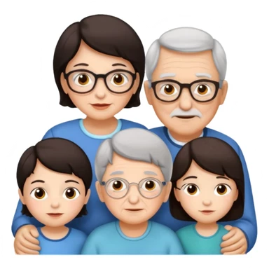 All white grandma and grandpa with 2 girls and 2 boys. The kids should have dark hair sticker