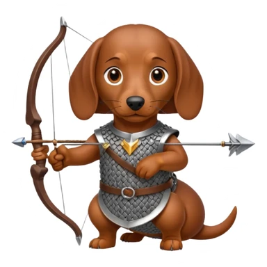 dachshund wearing chainmail with bow and arrow  sticker