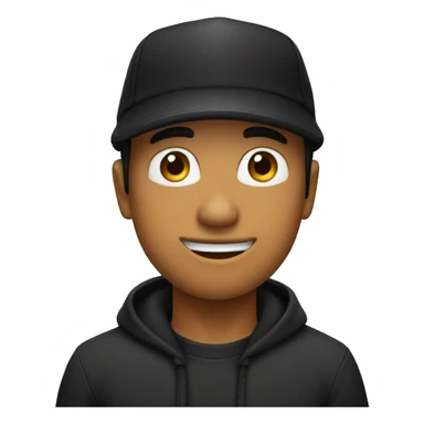 Un chico con un gorro negro puesto, pelo negro señalando con el dedo del medio sticker