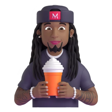 lil wayne holding a double styrofoam cup with one cup stacked inside another sticker
