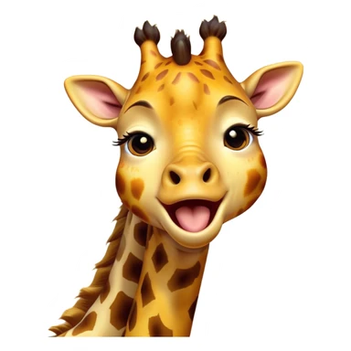 Cinematic Cute Yawning Giraffe Portrait Emoji, Head tilted slightly with a dramatic, wide-open yawn, showcasing a soft, patterned Fur of warm yellows and browns with a long, drooping neck and eyes barely open in drowsy contentment, Simplified yet irresistibly adorable features, highly detailed, glowing with a soft, cozy glow, high shine, relaxed yet expressive, stylized with a touch of savannah whimsy, bright and endearing, soft glowing outline, capturing the essence of a sleepy yet affectionate giraffe, so drowsy it feels like it could stretch right out of the screen and curl up for a nap! sticker