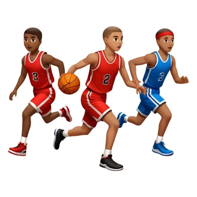 basketball game in motion in the ground with multiple players sticker