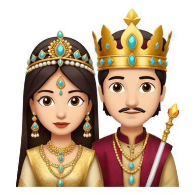 Indian king and queen with lighter skin tone and dark hair color sticker