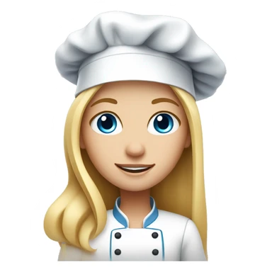 girl chef with long blonde hair blue eyes and chef hat sticker