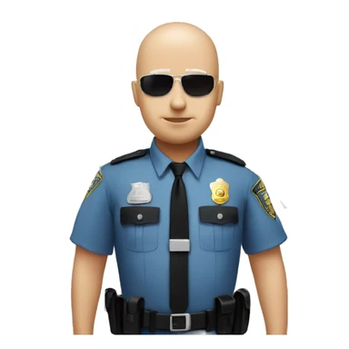 A White Police man bald with Big ANGEL WINGS sticker