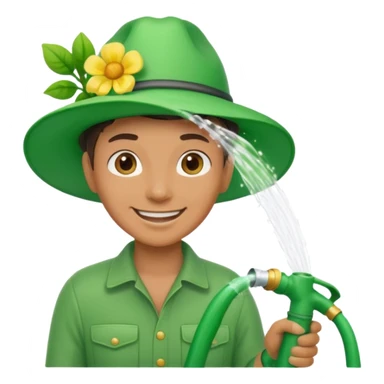 gardener watering with a hose sticker