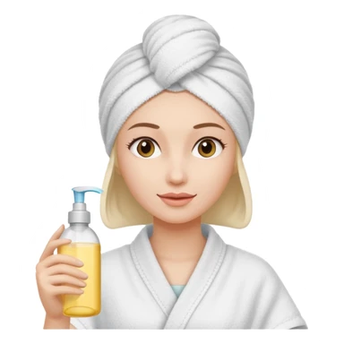 woman with a towel on her head and shampoo in her hand sticker