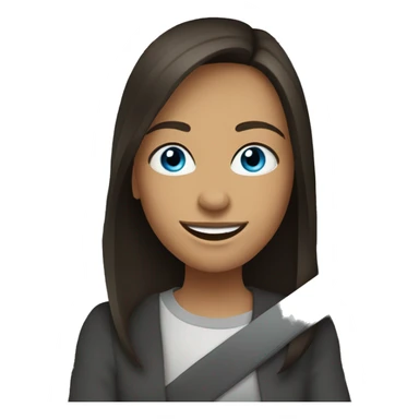 Blue eyed straight haired brunette girl smiling in car interior sticker