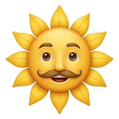 sun with mustache with no smile no brows sticker