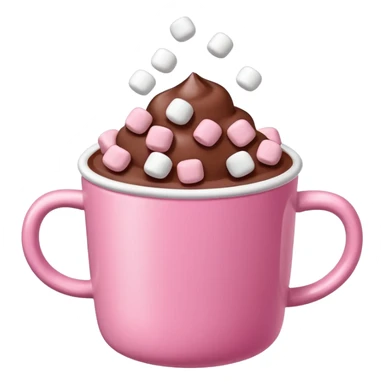 Pinke Tasse heiße Schokolade mit mini marshmallow , ohne Gesicht sticker