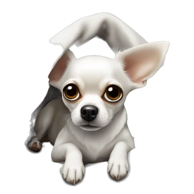 Chihuahua weiß mit schwarzem fleck am auge, in decke eingerollt sticker