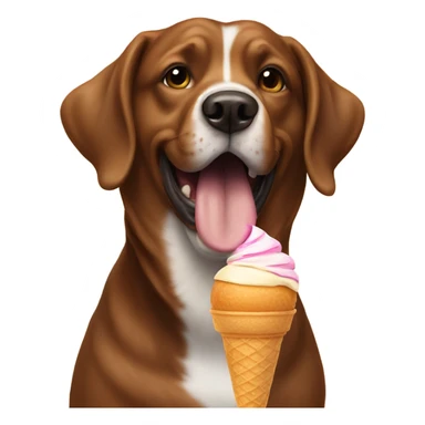 Brown dog eating an ice cream cone sticker