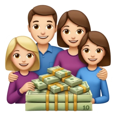 money around a family of four people sticker